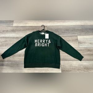 Merry and Bright, forest green sweater. NWT